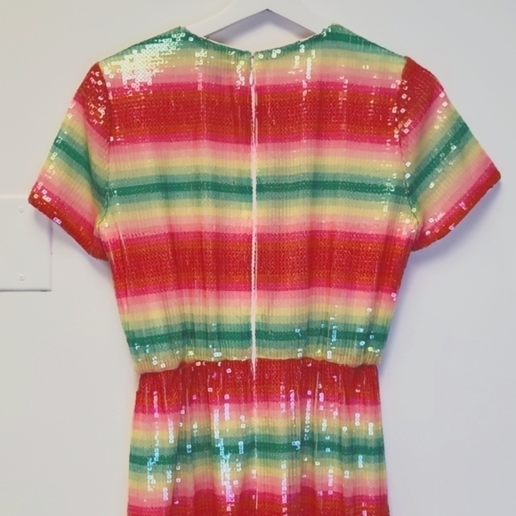 J.Crew Short-Sleeve Sequin Dress in Watermelon Stripe Size 2 - Picture 5 of 16